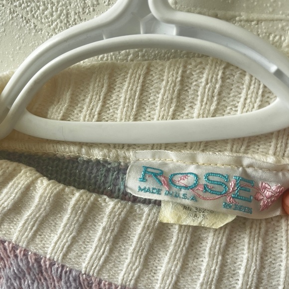 Vintage 80s Sparkle Cat Fairy Kei Sweater Pastel Pink Purple Kitty Kitten Kawaii - Picture 4 of 7